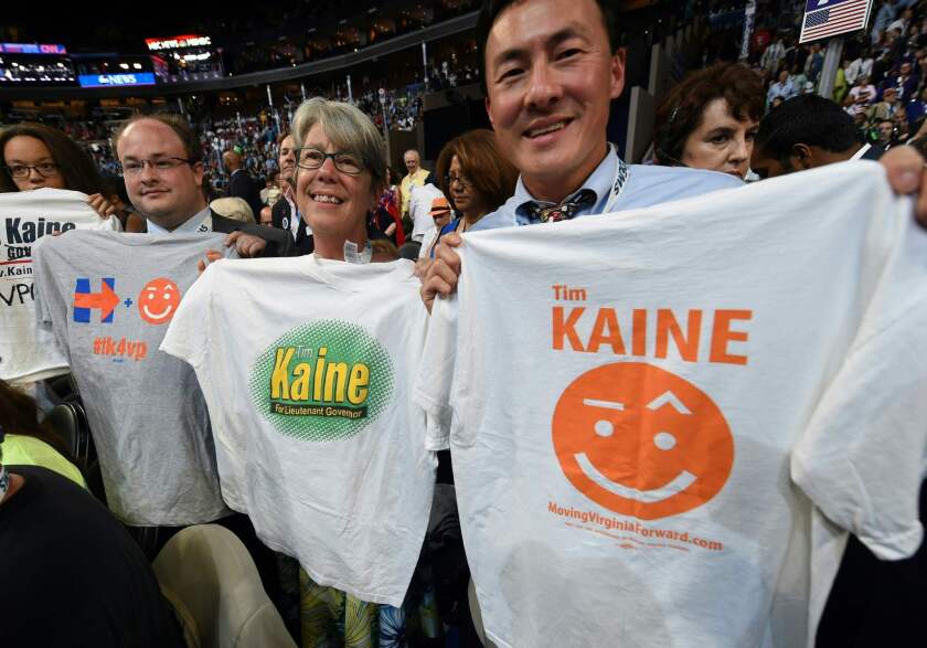 Tim Kaine supporters at the Democratic National Convention.