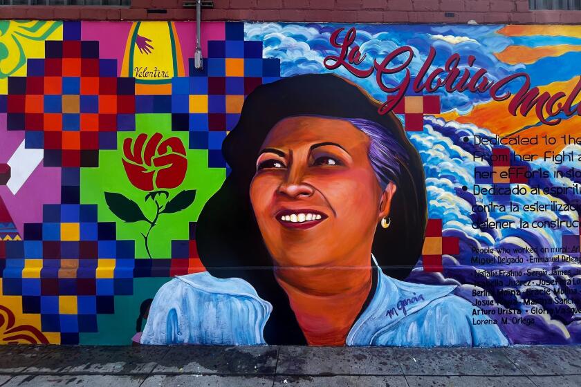 A mural of the late Los Angeles Supervisor Gloria Molina, as seen on Friday August. 30, 2024, which was unveiled on a wall at Casa 0101 Theater in the Boyle Heights area of Los Angeles on August 29, 2024.