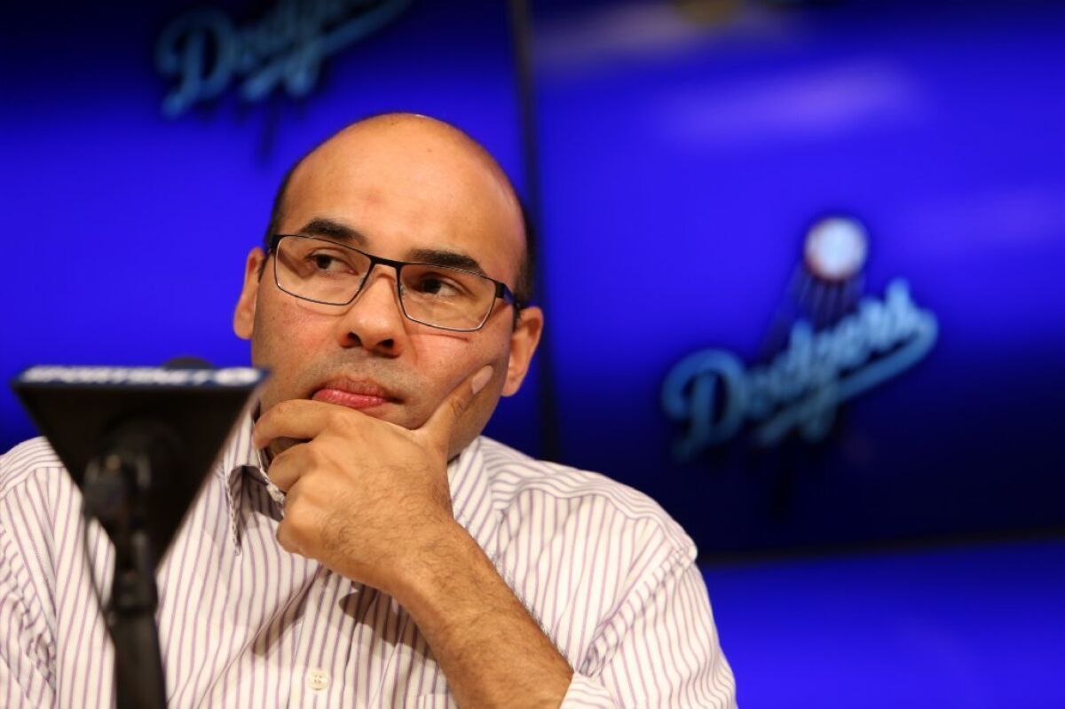 Dodgers General Manager Farhan Zaidi is tasked with rebuilding the Dodgers without Zack Greinke, who signed a six-year deal Friday with the Diamondbacks.