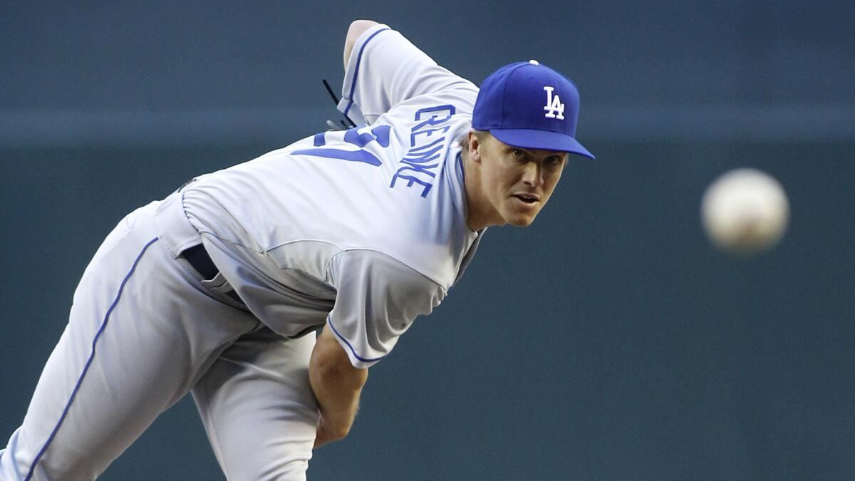The Dodgers plan to start Zack Greinke against the Minnesota Twins on only six days of rest Wednesday.
