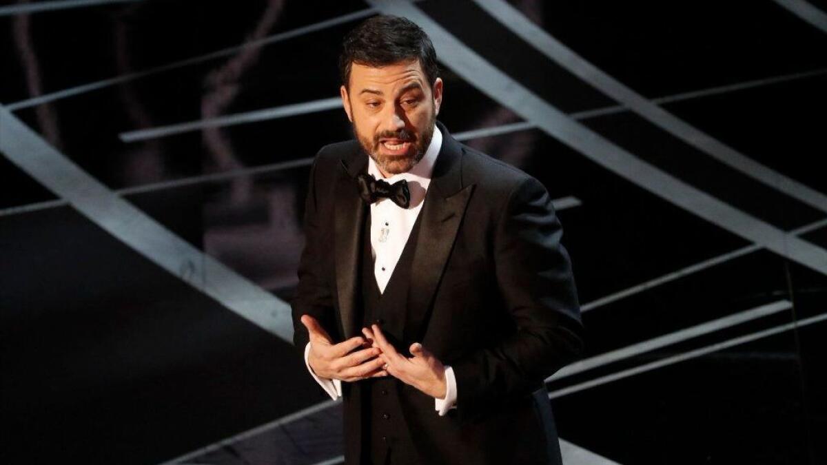 Jimmy Kimmel, seen hosting last year's ceremony, returns Sunday to emcee the 90th Academy Awards.