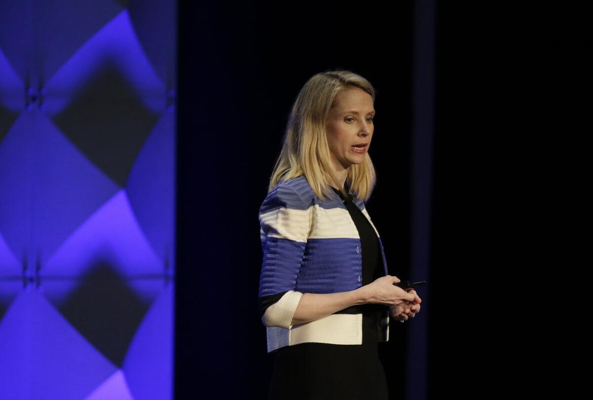 Yahoo CEO Marissa Mayer delivers the keynote address at last month's Yahoo Mobile Developer Conference in San Francisco.