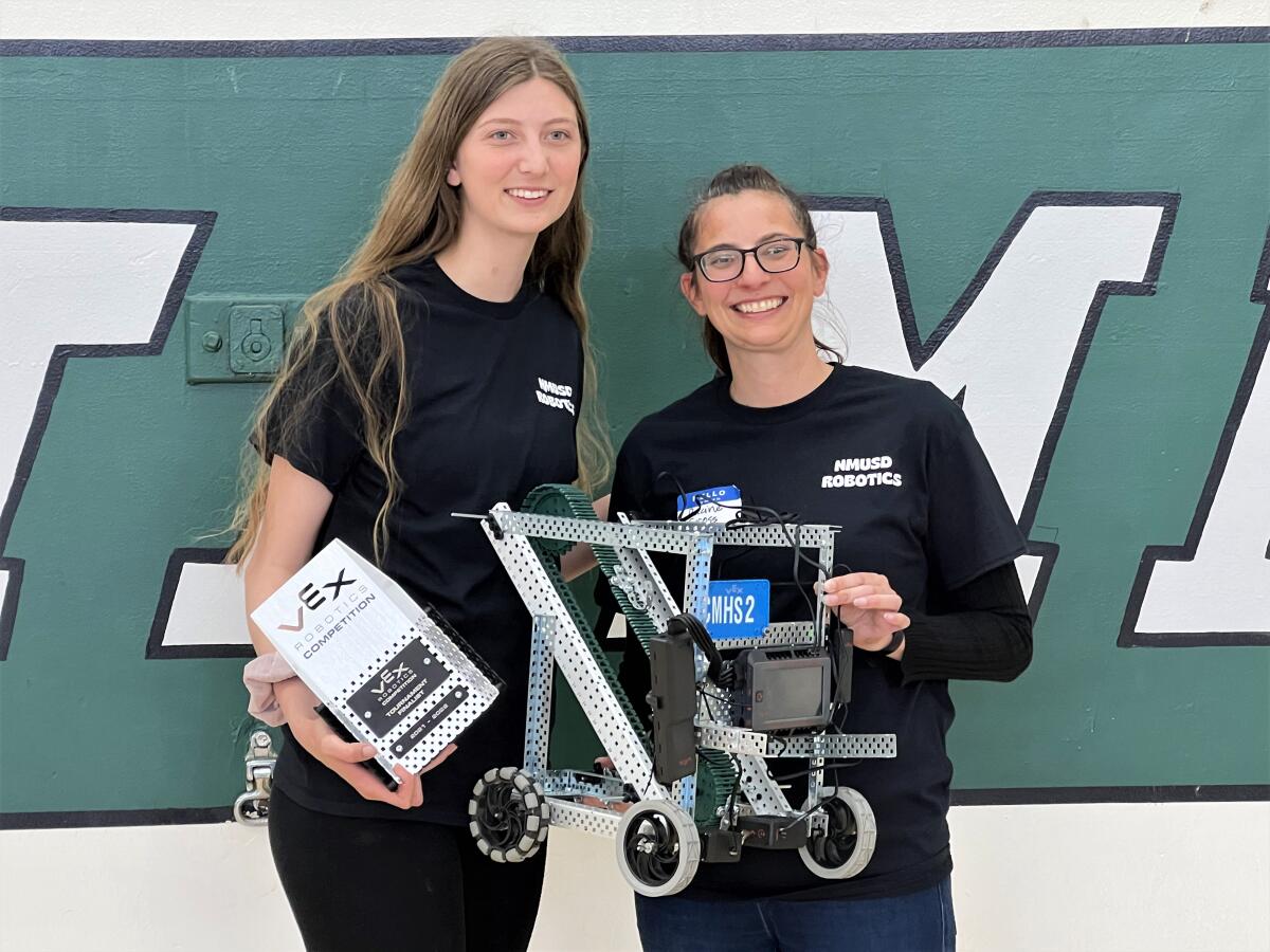 Newport-Mesa Unified students participate in a secondary level robotics competition at Costa Mesa High School.