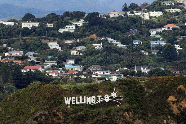 "Wellington Blown Away" sits on Miramar Peninsula in Wellington International Airport. The design won with about 57% of the vote. "Eye of the Taniwha" received 34% and "Wellywood" received 9%.