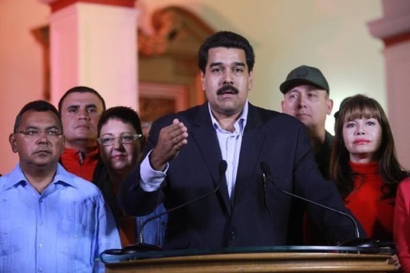 Venezuelan Vice President Nicolas Maduro addresses the nation from Caracas.