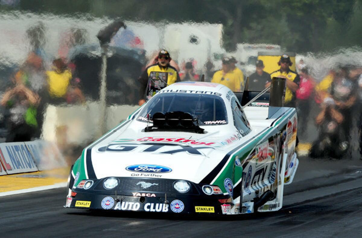 John Force's funny car will only feature the Castrol and Ford logos for one more season before he has to find new sponsors.