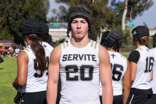 With size 18 shoes, Servite tight end Luke Sorensen has grown to 6 feet 4.