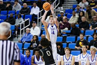 Brayden Kyman of Santa Margarita had five threes at Pauley Pavilion in win over Sherman Oaks Notre Dame.
