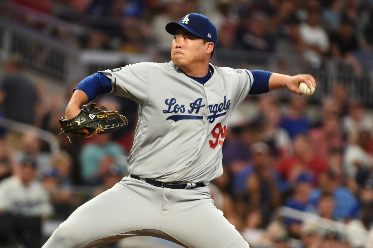 Dodgers left-hander Hyun-Jin Ryu allowed four runs in 5 2/3 innings Saturday.