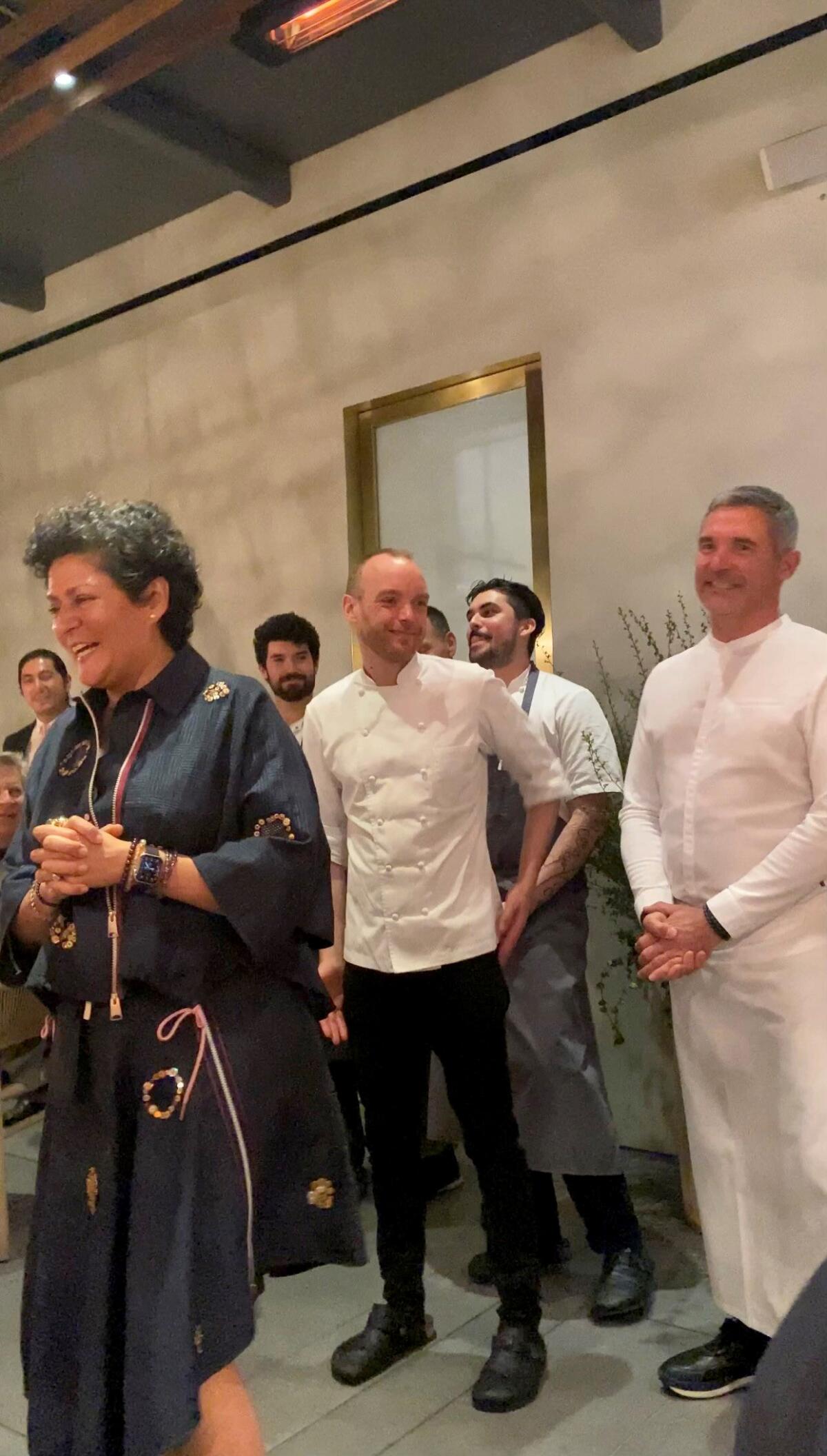 Knife Pleat team from left: Yassmin Sarmadi, restaurateur, Germain Biotteau, pastry chef, Tony Esnault, chef,