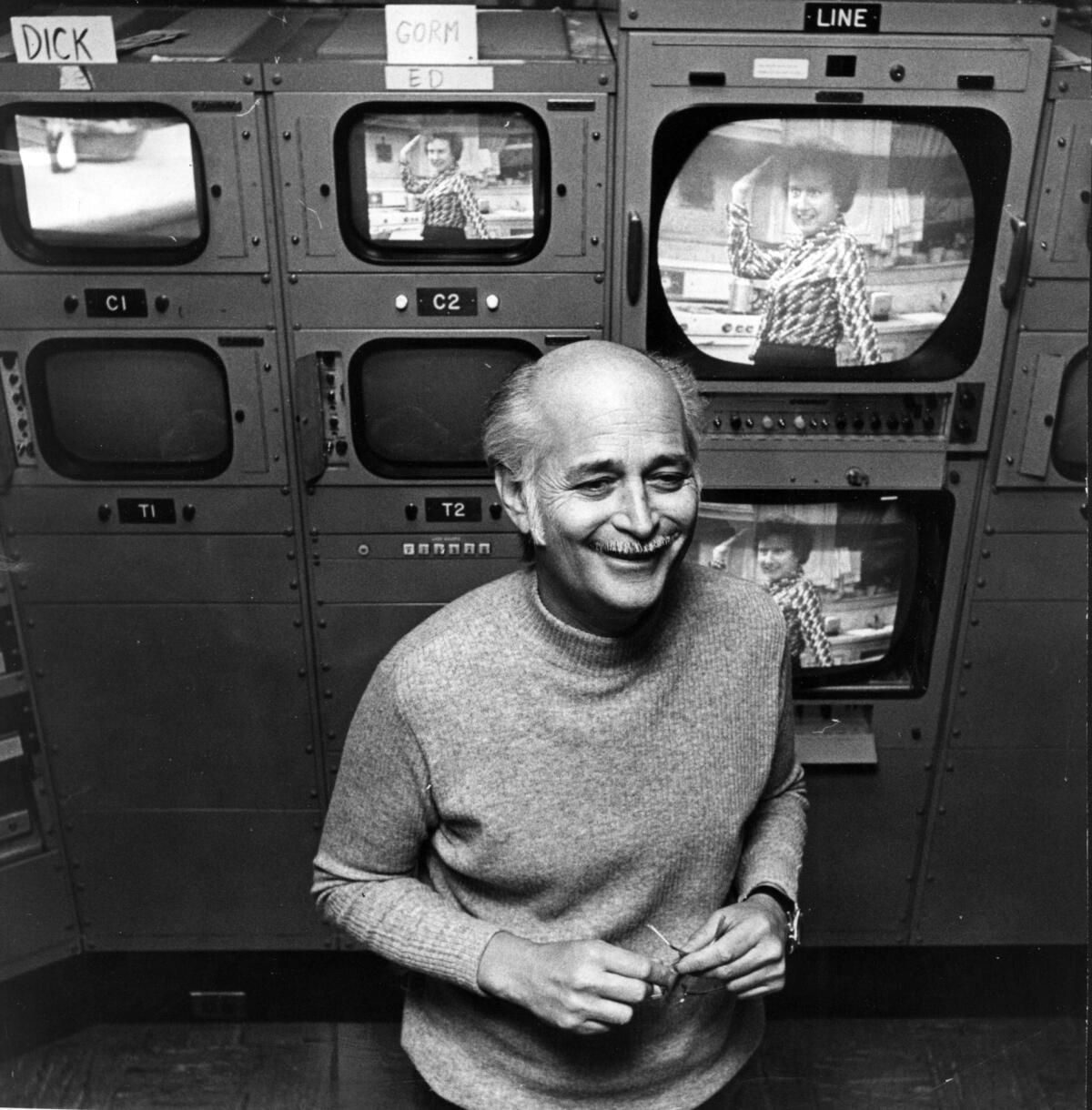 Norman Lear in the 'All in the Family' control room in January 1975