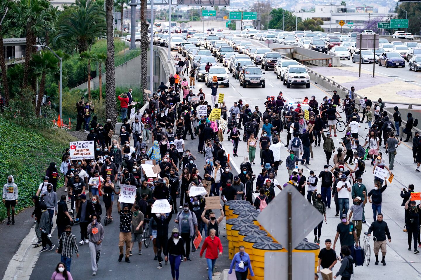 Protesters take to the streets Friday in downtown L.A.