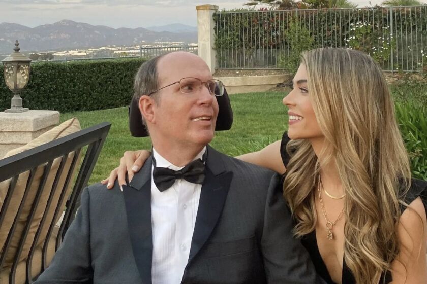 Sarah Trott left "The Bachelor" show last year to help care for her dad, Tom Trott, in San Diego, who was suffering with ALS.