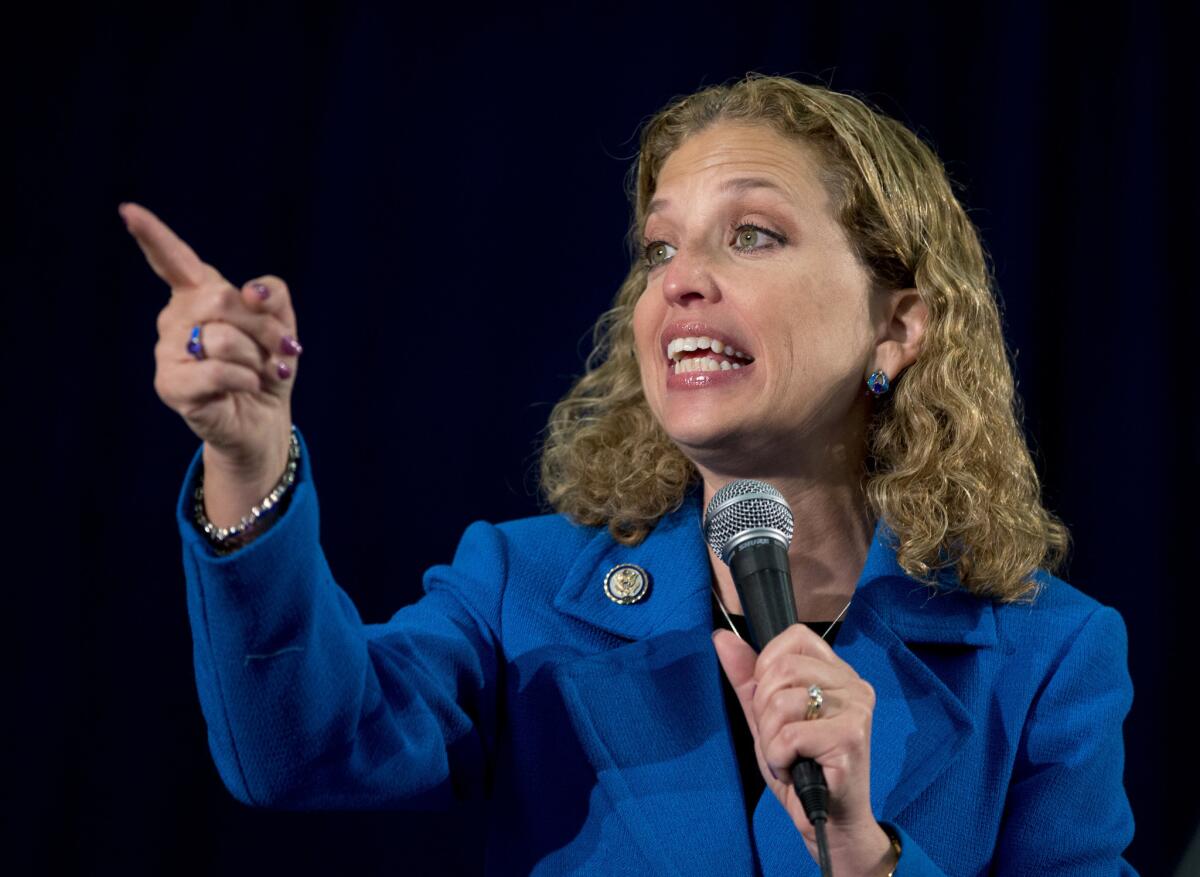 Rep. Debbie Wasserman Schultz (D-Fla.) was reelected as national party chairwoman in a hectic DNC election.