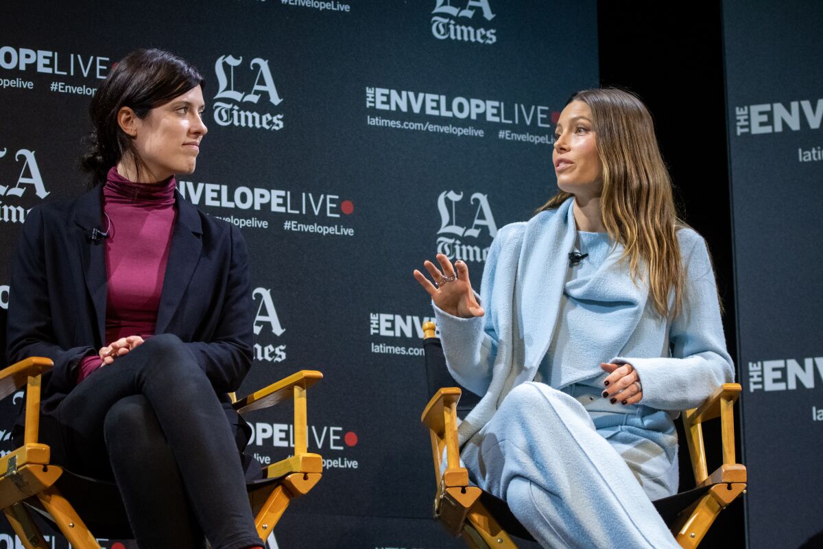 Director Rebecca Thomas and producer-star Jessica Biel of Facebook Watch's "Limetown."