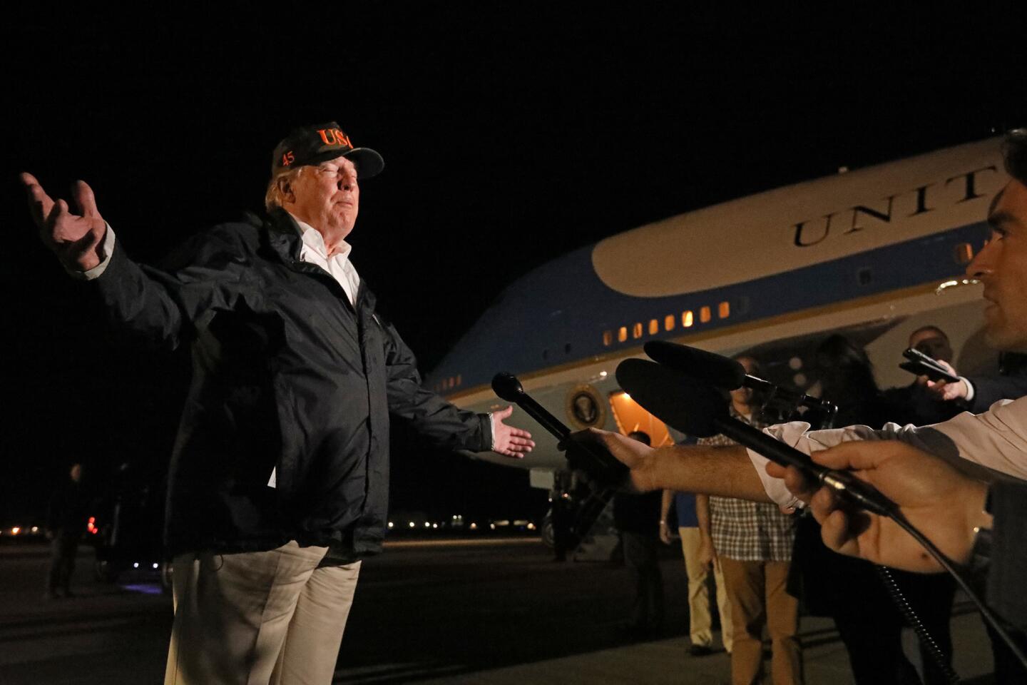 President Trump visits California fire areas