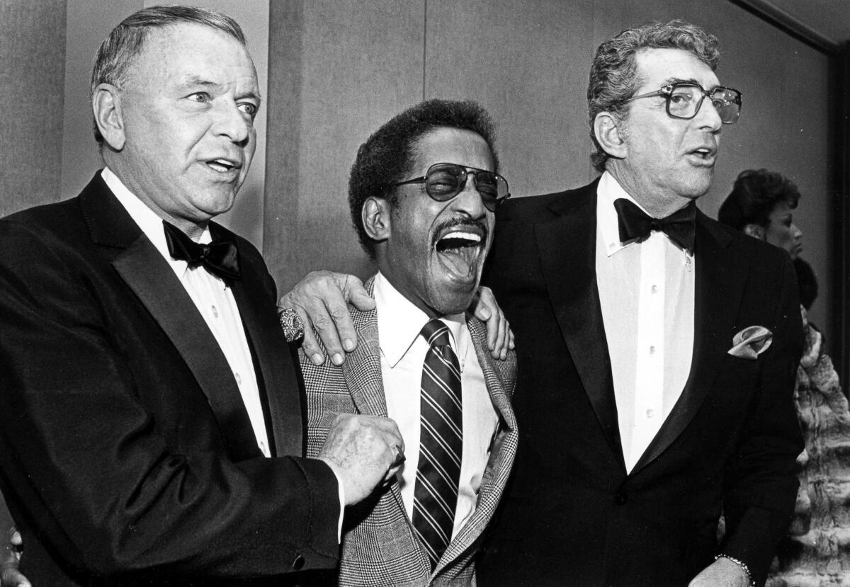 Frank Sinatra, Sammy Davis, Jr. and Dean Martin on Feb. 15, 1983.