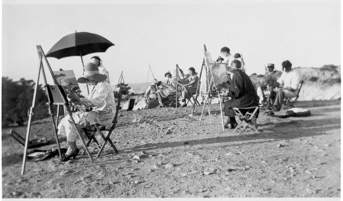 Local artists paint in the Torrey Pines Reserve in 1930.