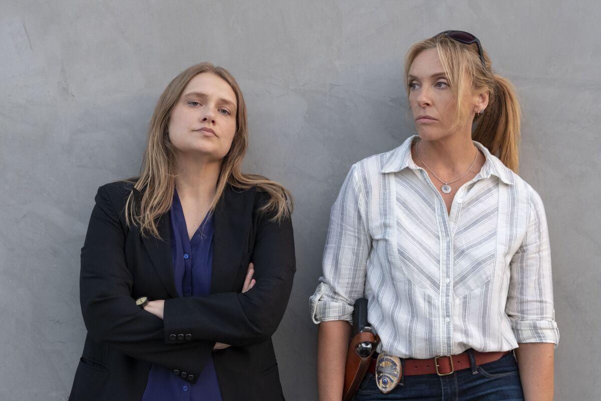 Merritt Wever, left, and Toni Collette in "Unbelievable" on Netflix
