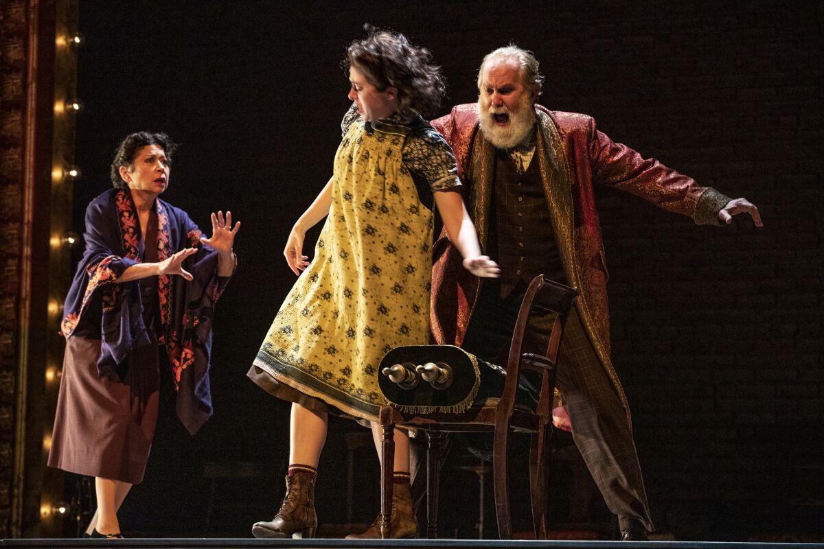 Mimi Lieber, left, Adina Verson and Harry Groener in "Indecent" at the Ahmanson.