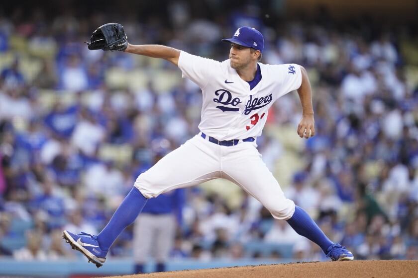 Dodgers pitcher Tyler Anderson throws during the second inning on July 8, 2022.