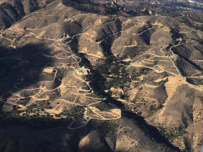 This aerial image of the Aliso Canyon natural gas storage facility was taken from UC Davis scientist Stephen Conley's airplane, which measured methane emissions from the facility.