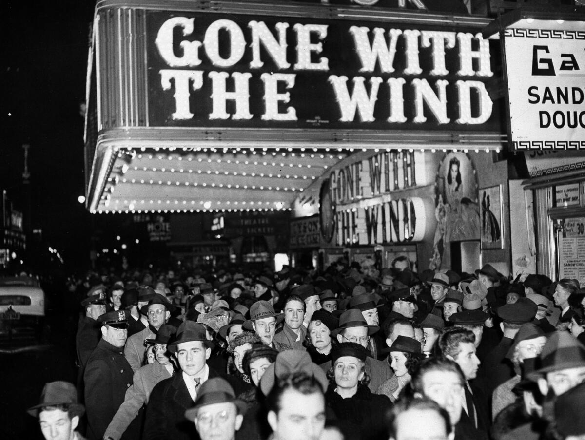 A crowd at the Astor Theater during the Broadway premiere of "Gone With the Wind" in New York on Dec. 19, 1939. 