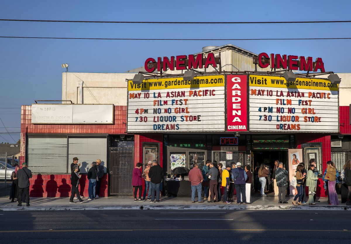 The Gardena Cinema before a screening during the Los Angeles Asian Pacific Film Festival.