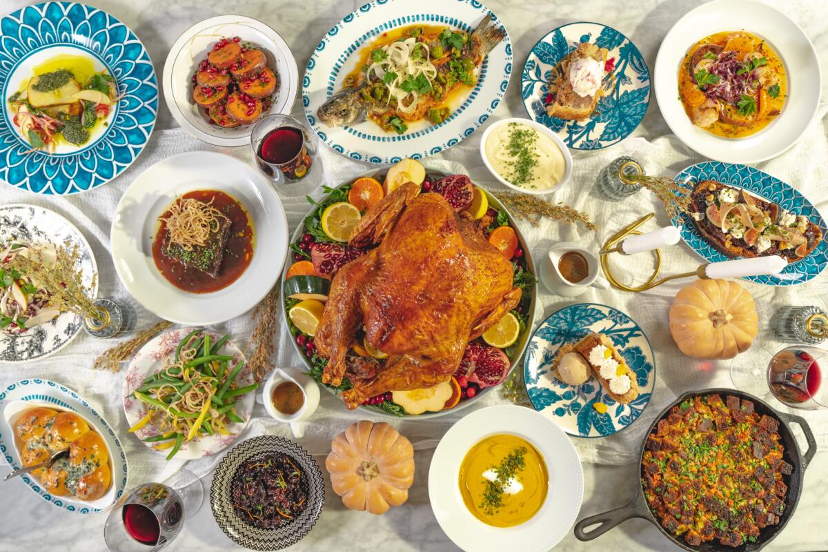 The Thanksgiving feast menu at Herb & Sea sin Encinitas.