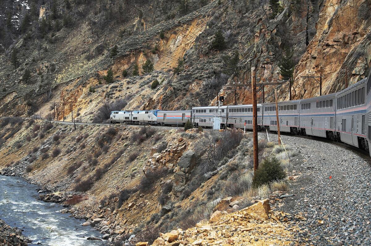 Amtrak's California Zephyr rolls along the rails during its 2,438-mile trip to Emeryville/San Francisco from Chicago.