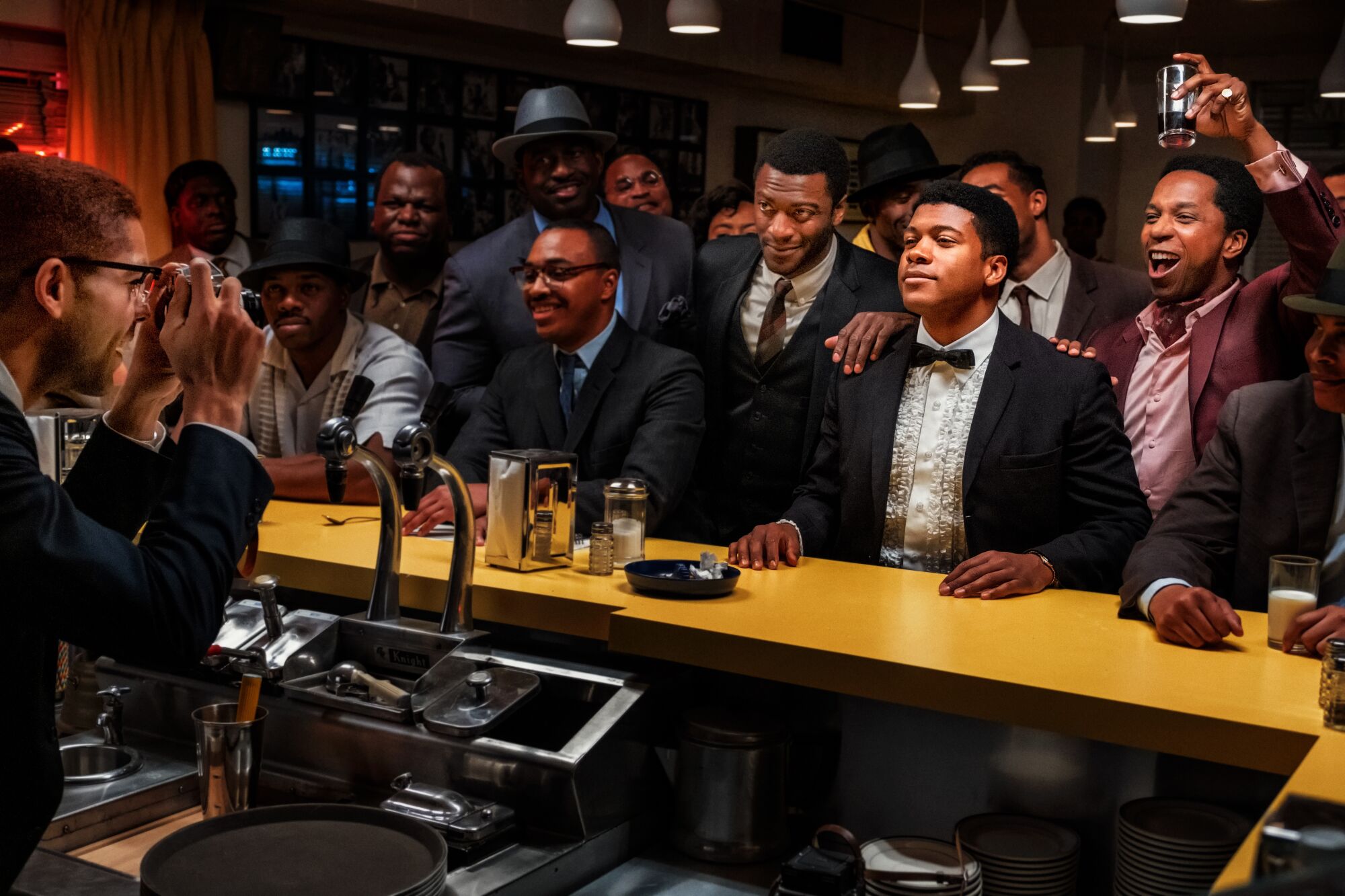 A bar scene during the storied gathering in "One Night in Miami ..." 