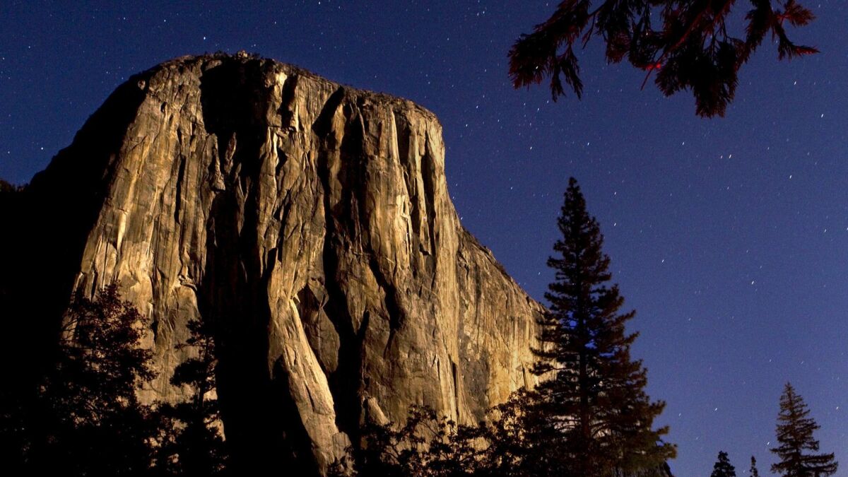 El Capitan in Yosemite National Park. Two veteran climbers fell Saturday while climbing the challenging Freeblast route on the sheer granite face, the park service said.