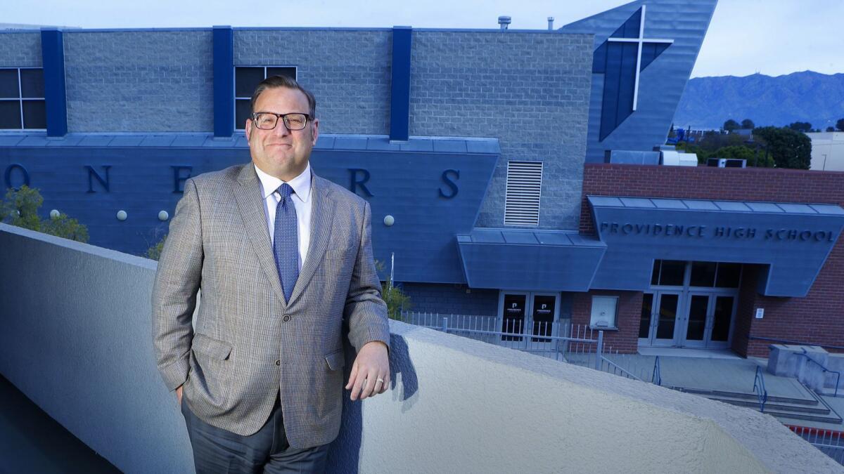 Head of school Joe Sciuto, who has been at Providence High School for eight years, is stepping down at the end of the school year to take over the same role at Mayfield Junior School in Pasadena.