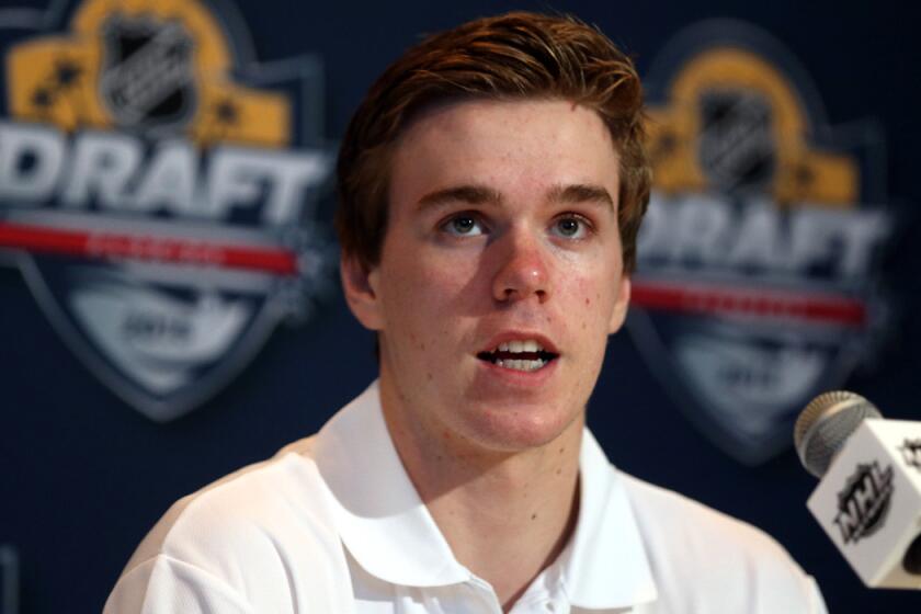 Connor McDavid attends the Top Prospects Media Opportunity at the Westin Ft. Lauderdale Beach Resort on Thursday in Sunrise, Florida.