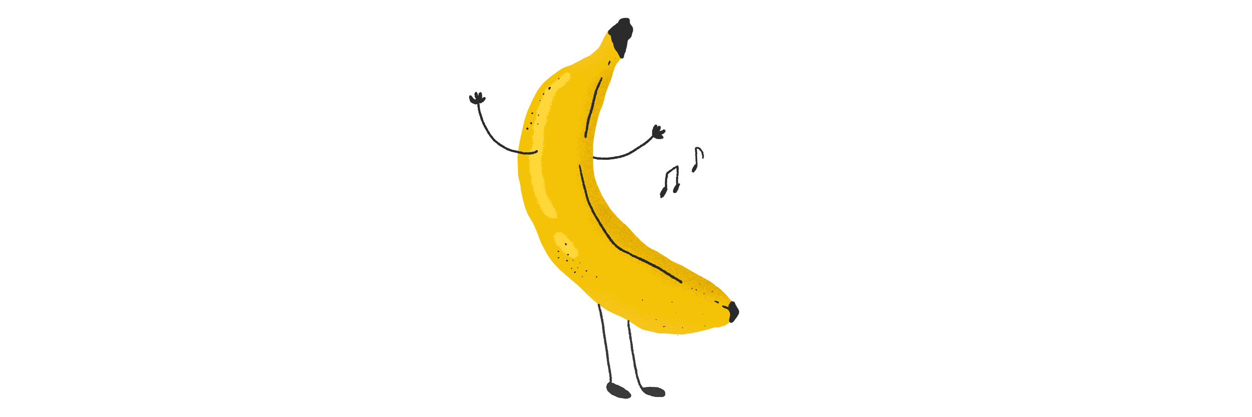 An animation of a cartoon banana dancing.