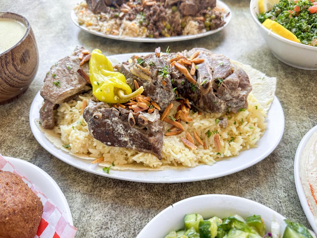 Mansaf, a standout dish at Syrian restaurant Mal Al Sham in El Cajon