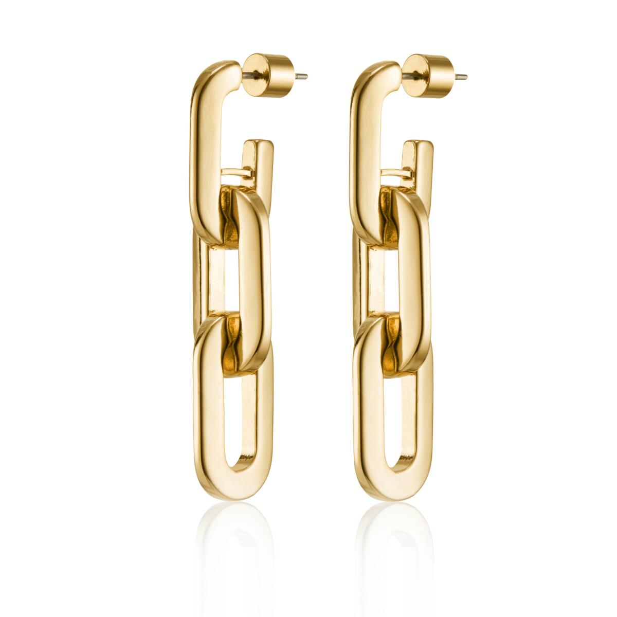 Toni drop earrings featuring 14-karat gold-dipped brass interconnected links.