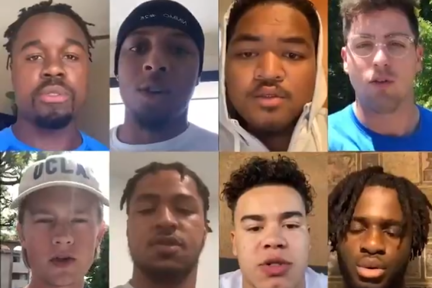 UCLA football players appear in Black Lives Matter video.