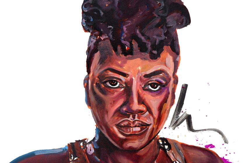 Viola Davis in the "Woman King." Illustration by Désirée Kelly/For the Times