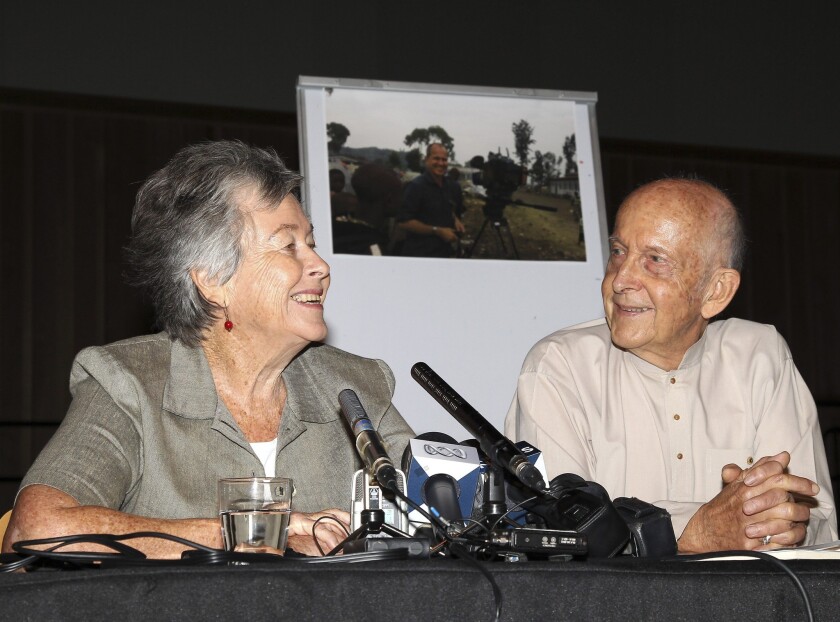 Lois and Juris Greste, parents of detained Australian journalist Peter Greste, appear at a news conference last week in Brisbane, Australia.