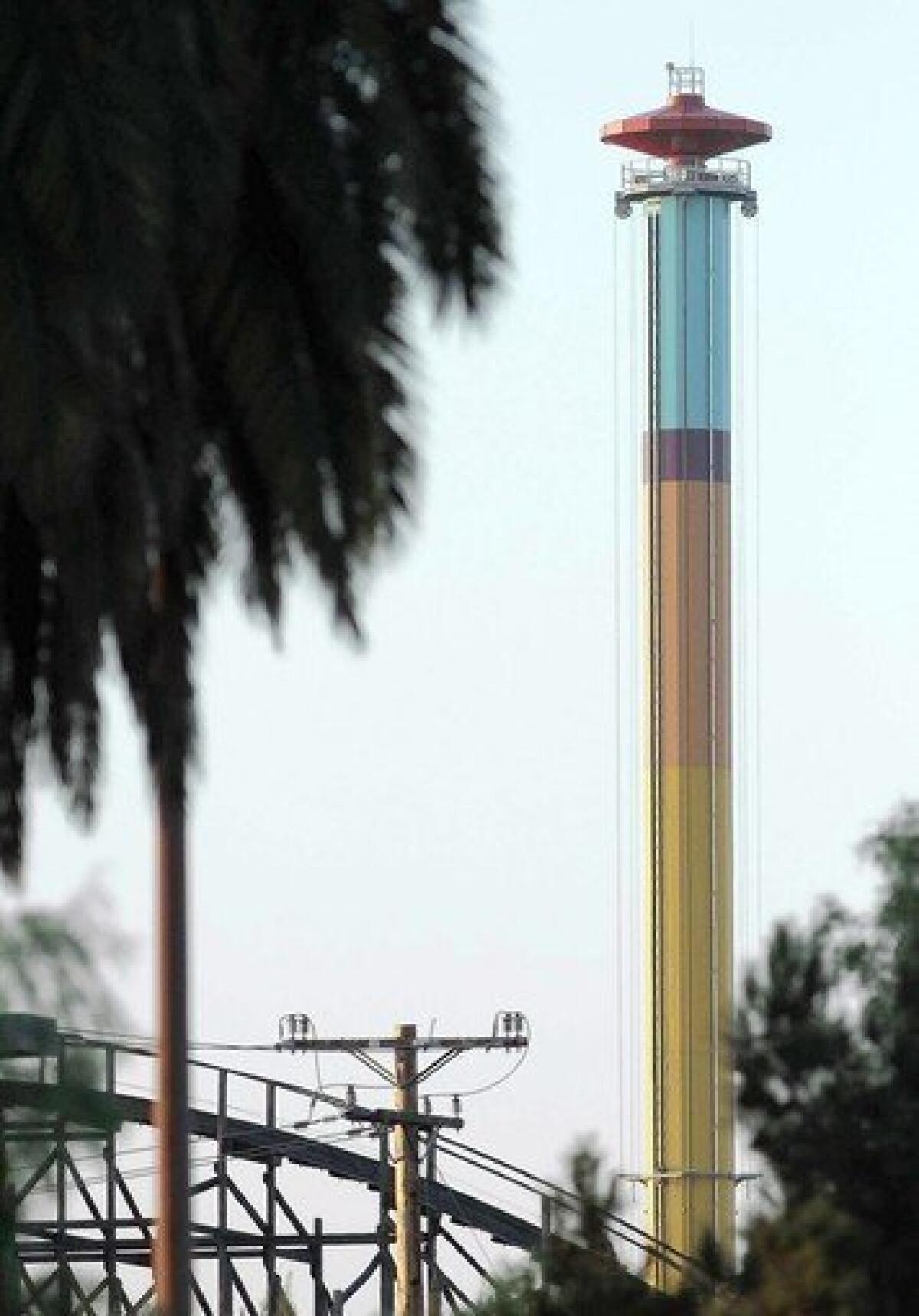 The Windseeker with the seats removed Thursday after 20 people were trapped for hours a day earlier.