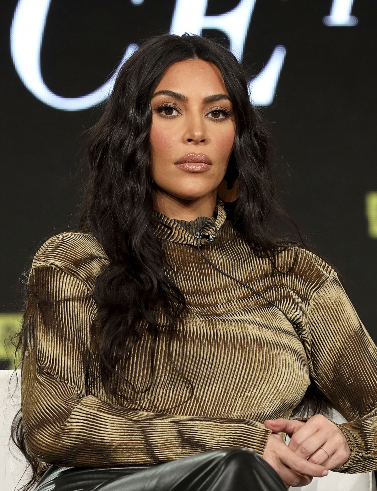 FILE - In this Saturday, Jan. 18, 2020 file photo, Kim Kardashian West speaks at the "Kim Kardashian West: The Justice Project" panel during the Oxygen TCA 2020 Winter Press Tour at the Langham Huntington, in Pasadena, Calif. Celebrities including Kim Kardashian West, Katy Perry and Leonardo DiCaprio are taking part in a 24-hour “freeze” Wednesday, Sept. 16, 2020 on Instagram to protest against the failure of the social media platform's parent company, Facebook, to tackle misinformation and hateful content. (Photo by Willy Sanjuan/Invision/AP, File)