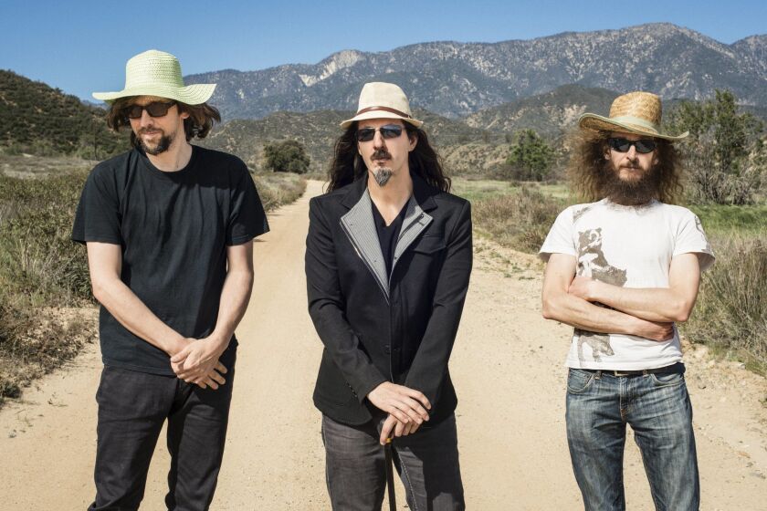 The Aristocrats are, from left, German drummer Marco Minnemman, American bassist Bryan Beller and English guitarist Guthrie Govan.