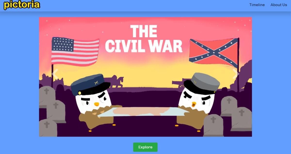 The Civil War portion of the website.