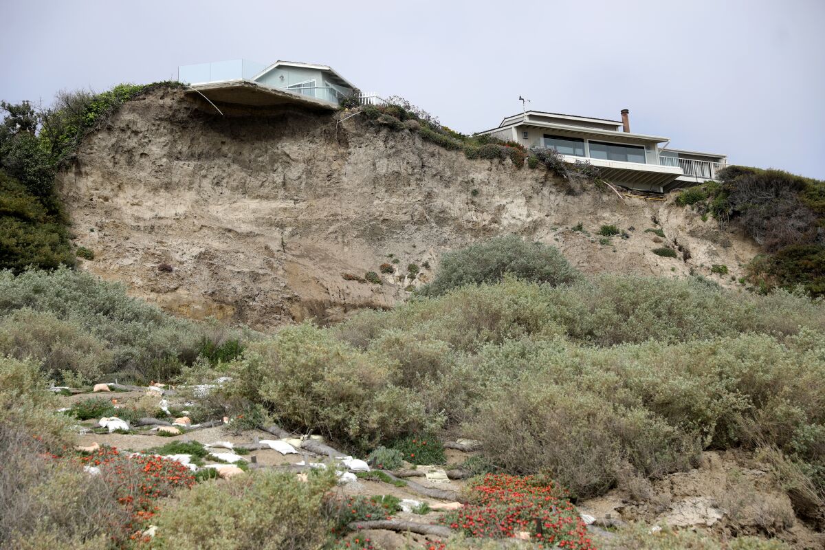Erosion along Orange County's coastal bluffs puts homes at risk. 