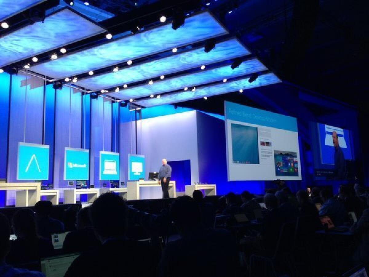 Microsoft CEO Steve Ballmer takes the stage at the company's developers conference in San Francisco.
