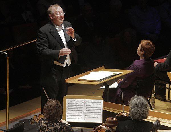 Handel specialist Nicholas McGegan, revered for a recording 20 years ago of "Messiah," brought his current reading of the work to Walt Disney Concert Hall Tuesday and Wednesday when he visited with his Philharmonia Baroque Orchestra and Chorale. He's seen here leading Tuesday's performance.