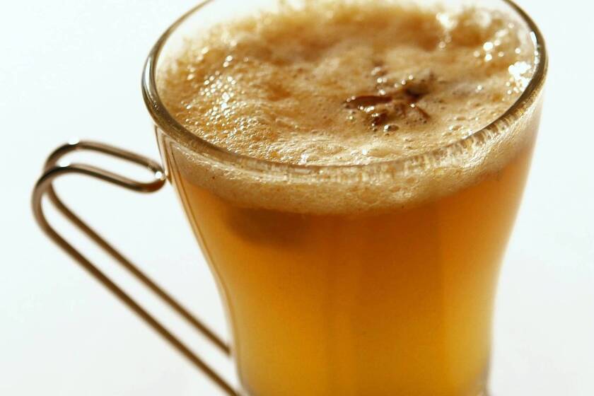 Le Ka's hot banana buttered rum, created by Andrew Parish. Recipe.