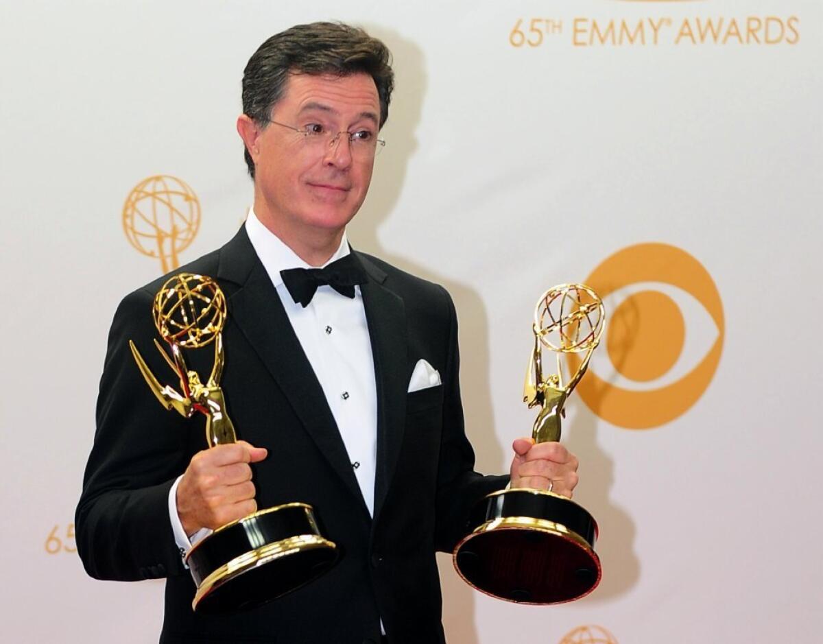 CBS hopes Stephen Colbert wins some Emmys when he takes over for David Letterman.