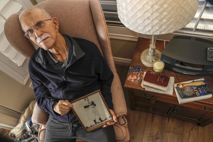 Paul Pettit, 87, a former Major League Baseball pitcher, at his home in Canyon Lake, California.